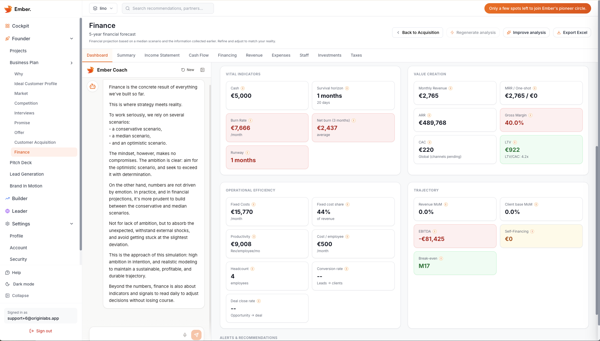 Ember Finance module — Model your economics